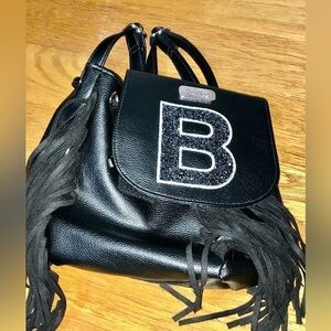 Girls Justice Black Small Fringe Bag Back Pack​​​​​​​​​​​​​​​​​
